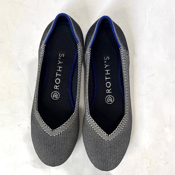 Rothys Birdseye Round Toe Flats Size 7 Grey Ballet Slip On Shoe Retired Color - Picture 4 of 9